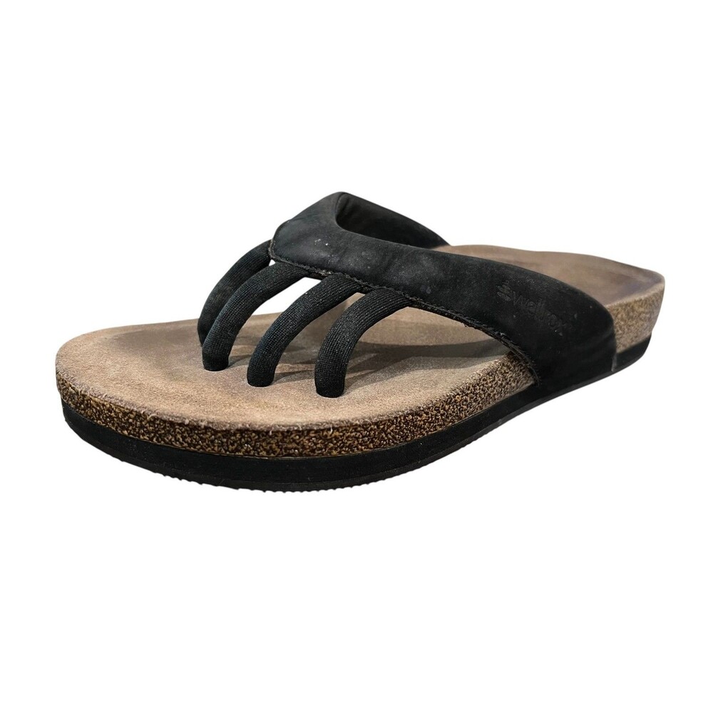 Wellrox Women's Black Nubuck Five Toe Separator Sandals  Size 10  Comfort Casual